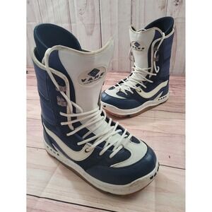 Vtg VANS World Traveler Millennium Size 9 Snowboard Boots Gray & Blue